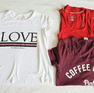 Lot of 3 PINK Victoria's Secret T Shirt S